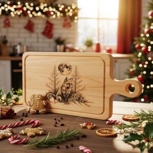 Christmas Charcuterie Board Laser Engraving File, Winter Fox