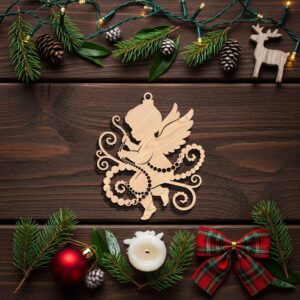 Christmas Cherub Ornament Laser File, Angel Silhouette, Pearls,