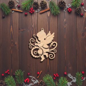 Christmas Cherub Ornament Laser File, Angel Silhouette, Pearls,