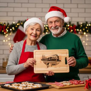 Christmas Laser Engraving File, Classic Train Charcuterie Board,