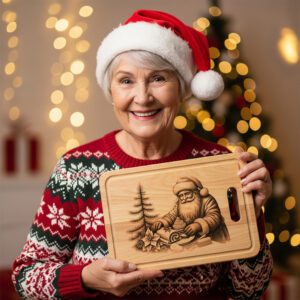 Christmas Laser Engraving File for Santa Charcuterie Board,