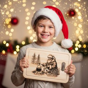 Christmas Laser Engraving File, Santa Charcuterie Board Design