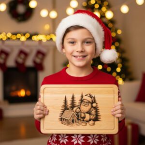 Christmas Laser Engraving File, Santa Gingerbread House, Charcuterie