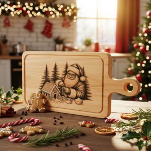 Christmas Laser Engraving File, Santa Gingerbread House, Charcuterie