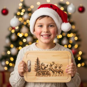 Christmas Laser Engraving File, Santa Reindeer Charcuterie Board,