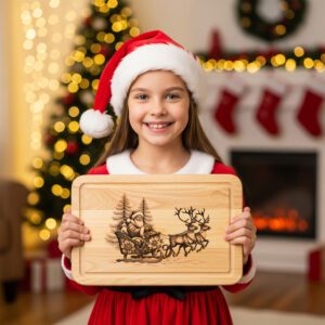 Christmas Laser Engraving File, Santa Sled Charcuterie Board,