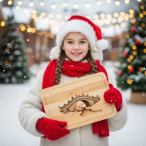 Christmas Laser Engraving File, Snowy Bridge Charcuterie Board,