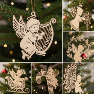 Christmas Ornament File, Baby Angel Bundle, 6 Unique