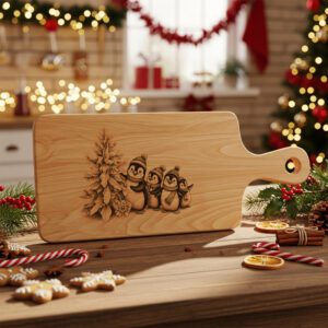 Christmas Penguin Engraving Laser File, Charcuterie Board Holiday