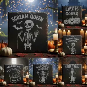 Halloween Coaster Bundle, Funny Slate Engraving Designs for