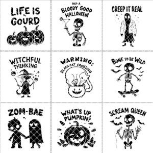 Halloween Coaster Bundle, Funny Slate Engraving Designs for