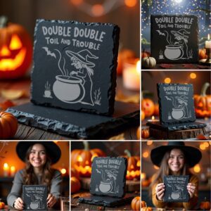 Halloween Coaster Engraving Bundle, Funny Spooky Quotes, Slate