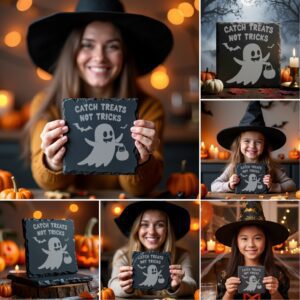 Halloween Coaster Engraving Bundle, Funny Spooky Quotes, Slate