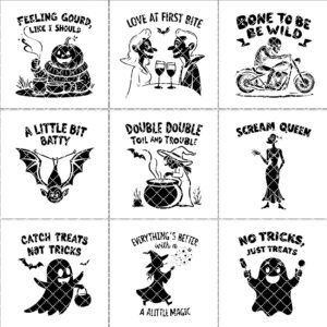Halloween Coaster Engraving Bundle, Funny Spooky Quotes, Slate