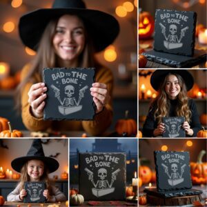 Halloween Funny Coaster Bundle, 9 Slate Engraving Designs,