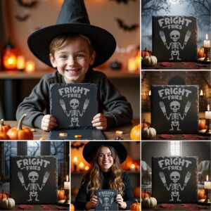 Halloween Slate Coaster Design Bundle, 9 Funny Engraving