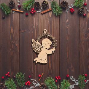 Kneeling Angel Ornament Silhouette, Christmas Decor, Laser Craft
