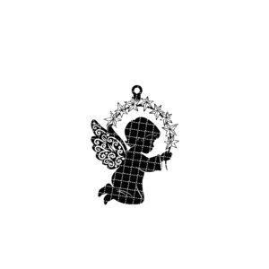 Kneeling Angel Ornament Silhouette, Christmas Decor, Laser Craft