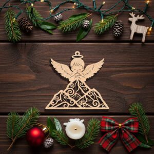 Mountain Angel Christmas Ornament File, Laser Design for