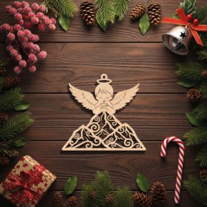 Mountain Angel Christmas Ornament File, Laser Design for