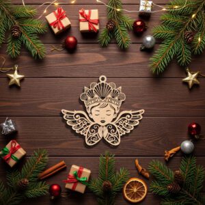 Praying Angel Ornament Laser File, Seashell Crown Coastal
