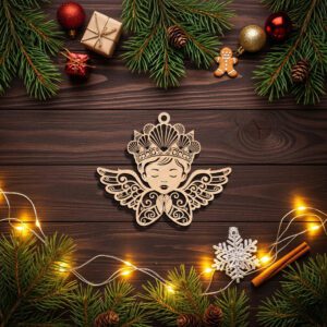 Praying Angel Ornament Laser File, Seashell Crown Coastal