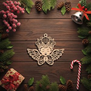 Praying Angel Ornament Laser File, Seashell Crown Coastal