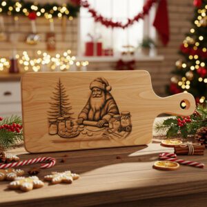 Santa Baking Christmas Laser Engraving File, Charcuterie Board