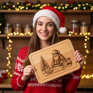 Santa Baking Christmas Laser Engraving File, Charcuterie Board