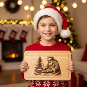 Santa Charcuterie Board Laser Engraving File, Christmas Holiday