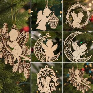 Angel Ornament Bundle, Laser Engraved Christmas Decor, Baby Memorial Designs