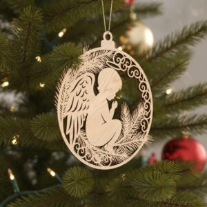 Angel Ornament Laser Design for Christmas, Silhouette Wood Decor Holiday Template