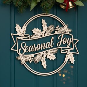 Christmas Door Hanger Digital File, Holiday Joy Welcome Sign, Seasonal Home Decor