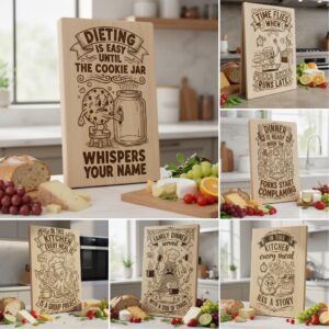 Charcuterie Board Engraving File, Whimsical Toast Breakfast Kitchen Design Bundle