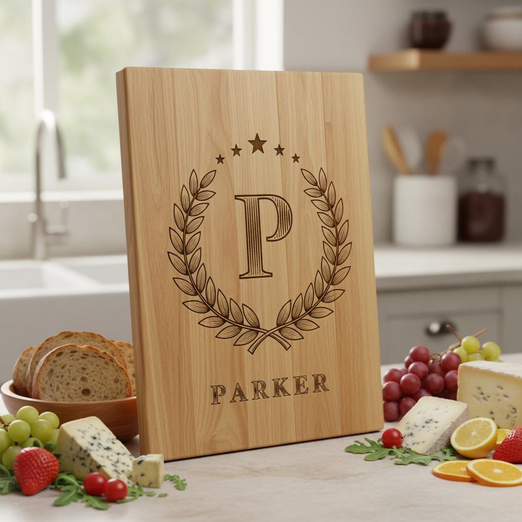 Monogram Engraving File for Chopping Board, Personalized Charcuterie Name Designs Bundle