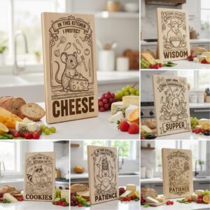Vintage Engraved Board Design, Charcuterie Laser Template, Funny Animal Family Decor