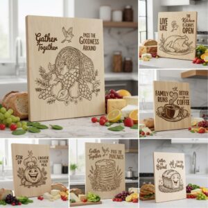 Whimsical Bread Board Engraving Bundle, Funny Charcuterie, Family Name Decor