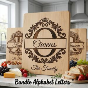 Elegant Family Crest Monogram, Custom Surname Logo, Laser Engraving File