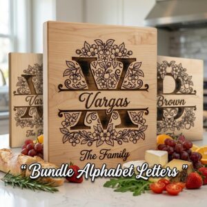 Personalized Monogram Alphabet Bundle, Floral Apple Blossom Design for Family Gifts