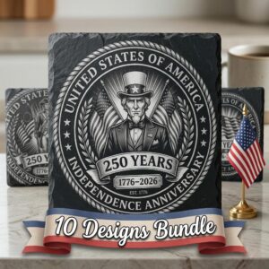 America 250th Anniversary Slate Coaster Engraving Designs, Patriotic Bundle