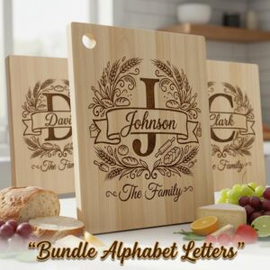 Monogram Bundle, Custom Family Name Logo, A to Z Surname Engraving File